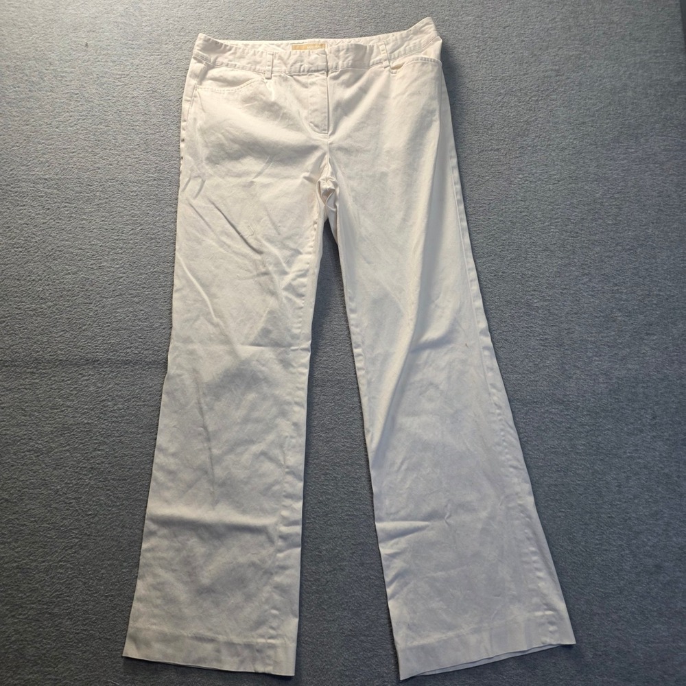 Michael Kors Straight Leg Pants Womens White Stretch Bootcut Career Office Dress